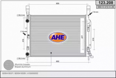 AHE 123208 -  Радиатор, охлаждение двигателя