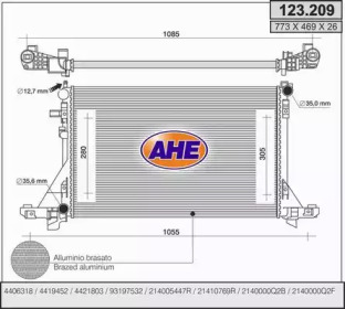 AHE 123209 -  Радиатор, охлаждение двигателя