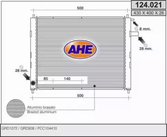 AHE 124021 - Радиатор, охлаждение двигателя