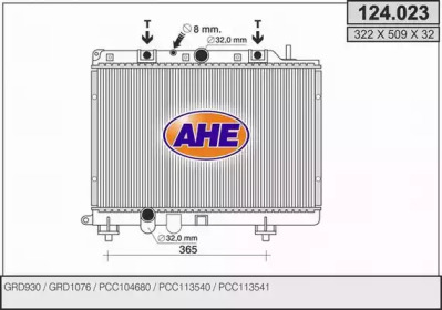 AHE 124023 - Радиатор, охлаждение двигателя