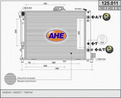 AHE 125011 -  Радиатор, охлаждение двигателя