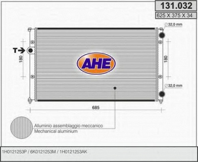 AHE 131032 - Радиатор, охлаждение двигателя
