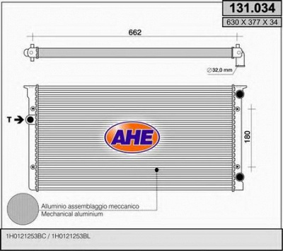 AHE 131034 - Радиатор, охлаждение двигателя