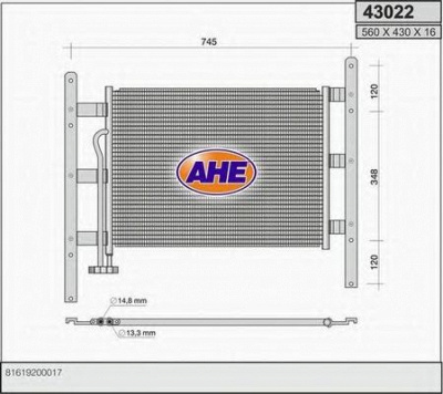 AHE 43022 -  Конденсатор, кондиционер