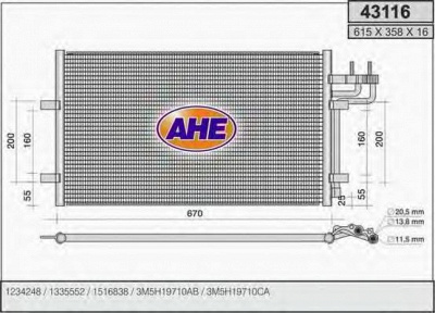AHE 43116 -  Конденсатор, кондиционер