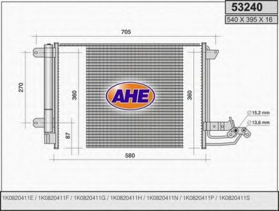 AHE 53240 -  Конденсатор, кондиционер