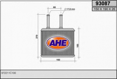 AHE 93087 -  Теплообменник, отопление салона