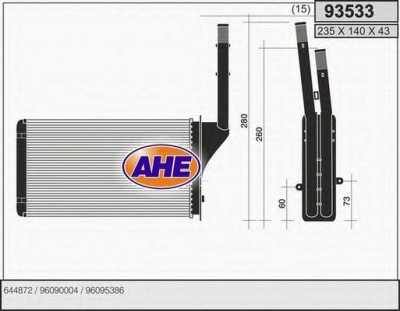AHE 93533 -  Теплообменник, отопление салона