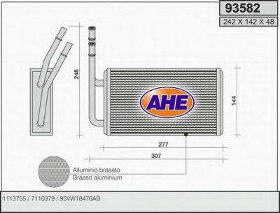 AHE 93582 - Теплообменник, отопление салона