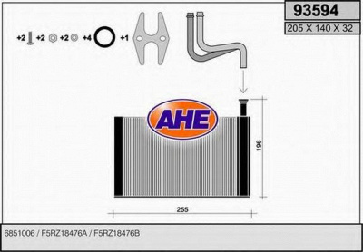 AHE 93594 - Теплообменник, отопление салона