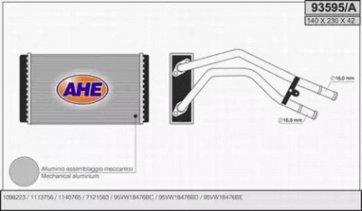 AHE 93595a -  Теплообменник, отопление салона