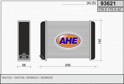 AHE 93621 -  Теплообменник, отопление салона
