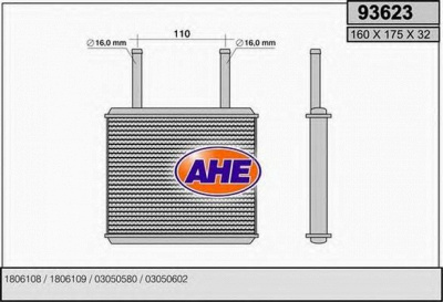 AHE 93623 -  Теплообменник, отопление салона