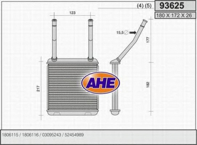 AHE 93625 -  Теплообменник, отопление салона
