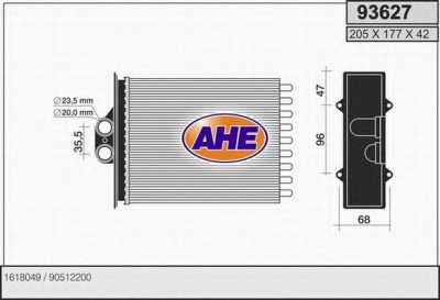 AHE 93627 -  Теплообменник, отопление салона