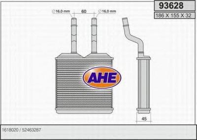 AHE 93628 -  Теплообменник, отопление салона