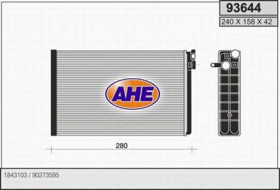 AHE 93644 - Теплообменник, отопление салона