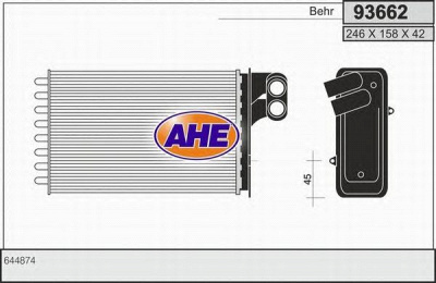 AHE 93662 - Теплообменник, отопление салона