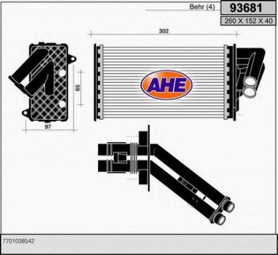 AHE 93681 - Теплообменник, отопление салона