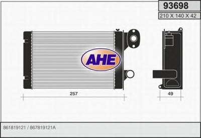 AHE 93698 - Теплообменник, отопление салона