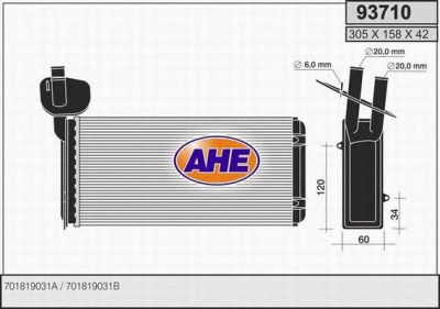 AHE 93710 -  Теплообменник, отопление салона