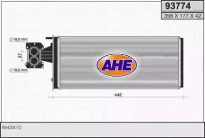 AHE 93774 - Теплообменник, отопление салона