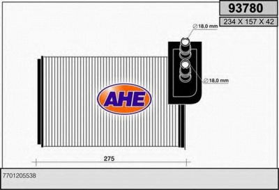 AHE 93780 - Теплообменник, отопление салона