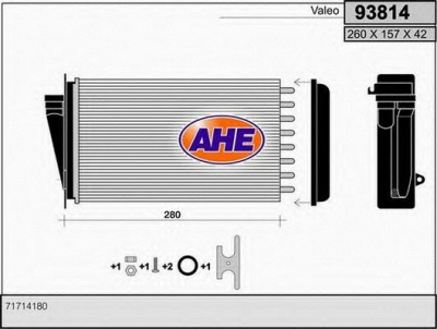 AHE 93814 - Теплообменник, отопление салона