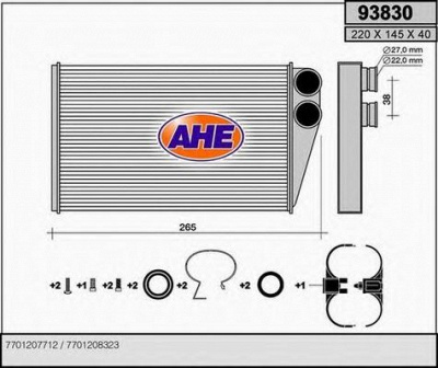 AHE 93830 -  Теплообменник, отопление салона