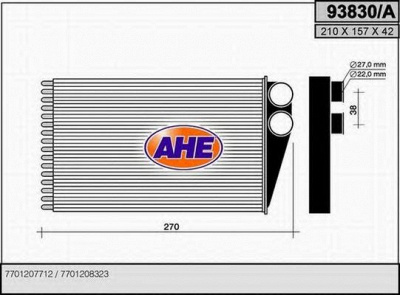 AHE 93830a -  Теплообменник, отопление салона