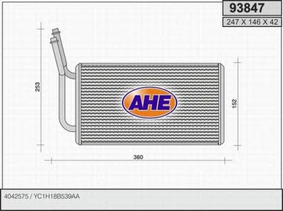 AHE 93847 - Теплообменник, отопление салона