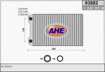 AHE 93882 - Теплообменник, отопление салона