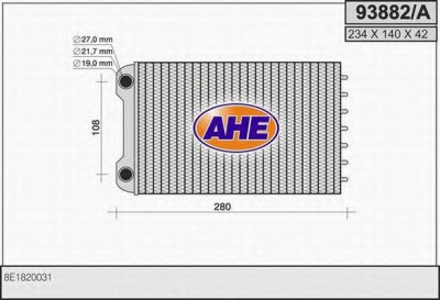 AHE 93882a - Теплообменник, отопление салона