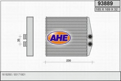 AHE 93889 -  Теплообменник, отопление салона
