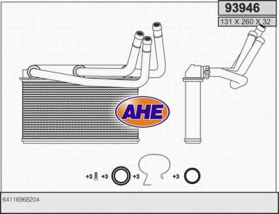 AHE 93946 - Теплообменник, отопление салона