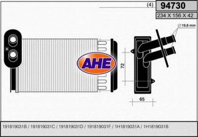 AHE 94730 -  Теплообменник, отопление салона