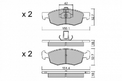 AISIN bpfi1022 -  Комплект тормозных колодок, дисковый тормоз