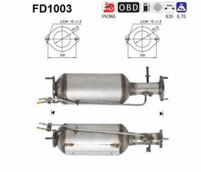 AS fd1003 -  Сажевый / частичный фильтр, система выхлопа ОГ