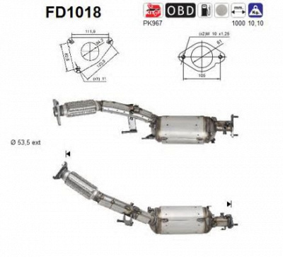 AS fd1018 -  Сажевый / частичный фильтр, система выхлопа ОГ