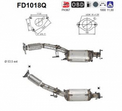 AS fd1018q -  Сажевый / частичный фильтр, система выхлопа ОГ