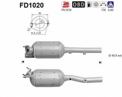 AS fd1020 -  Сажевый / частичный фильтр, система выхлопа ОГ
