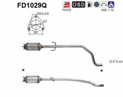 AS fd1029q -  Сажевый / частичный фильтр, система выхлопа ОГ