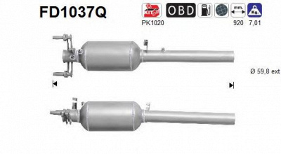 AS fd1037q -  Сажевый / частичный фильтр, система выхлопа ОГ