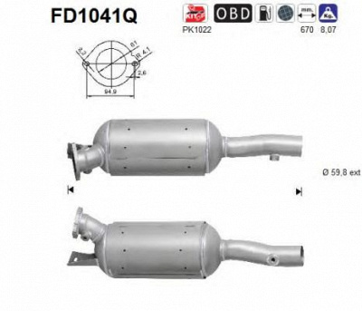 AS fd1041q -  Сажевый / частичный фильтр, система выхлопа ОГ