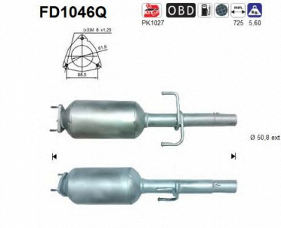 AS fd1046q -  Сажевый / частичный фильтр, система выхлопа ОГ