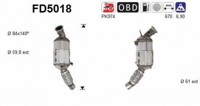 AS fd5018 -  Сажевый / частичный фильтр, система выхлопа ОГ