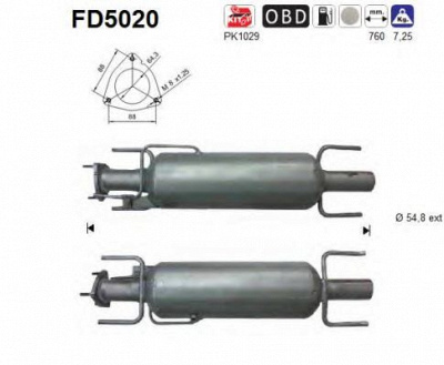 AS fd5020 -  Сажевый / частичный фильтр, система выхлопа ОГ