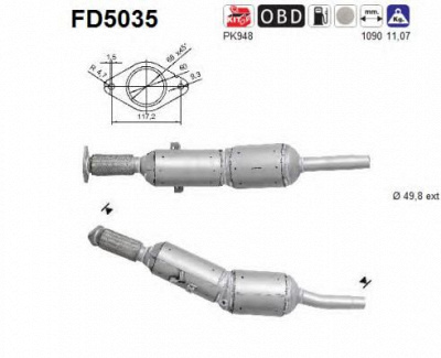 AS fd5035 -  Сажевый / частичный фильтр, система выхлопа ОГ