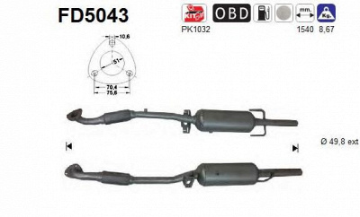 AS fd5043 -  Сажевый / частичный фильтр, система выхлопа ОГ