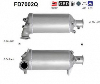 AS fd7002q -  Сажевый / частичный фильтр, система выхлопа ОГ
